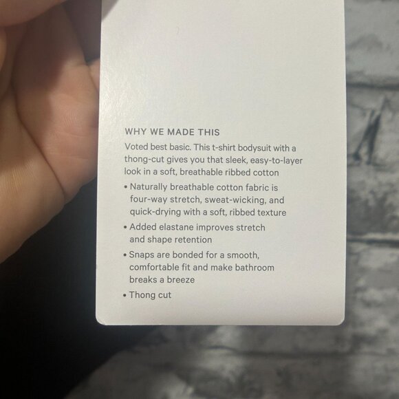 NWT Lululemon Stretch Cotton Rib Crewneck SS Bodysuit Thong Size XS (BLK) - Picture 12 of 15